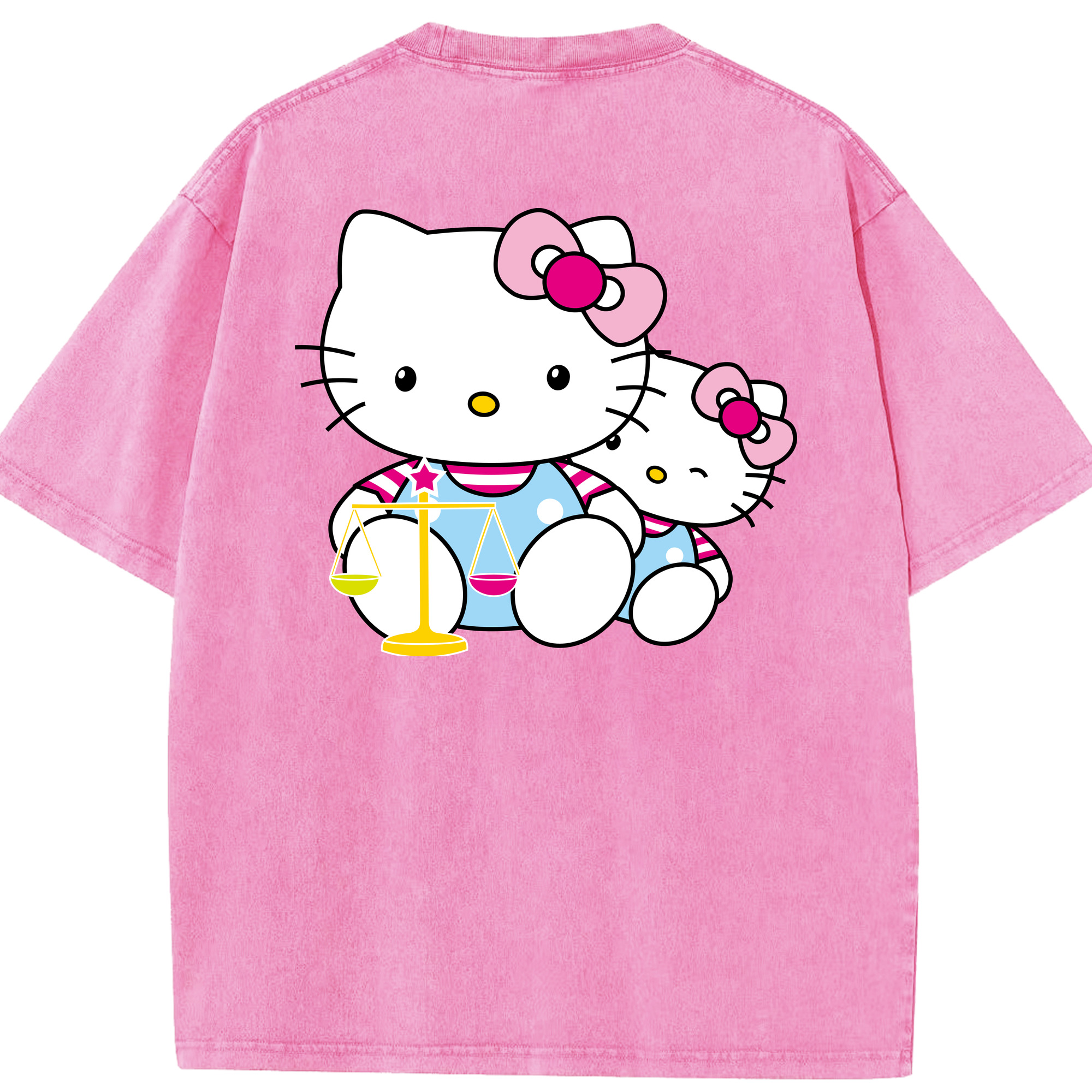 （画像用） Hello Kitty ハローキティ 綿100% ヴィンテージ風 半袖Tシャツ（背面プリント）